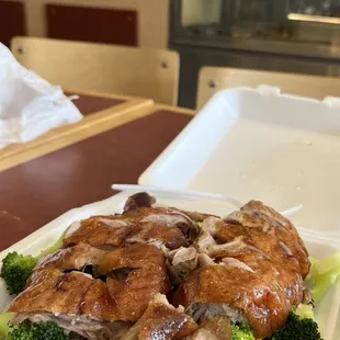 Duck with broccoli