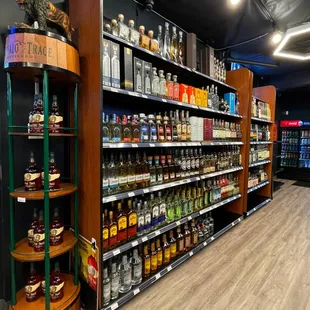 shelves of liquor