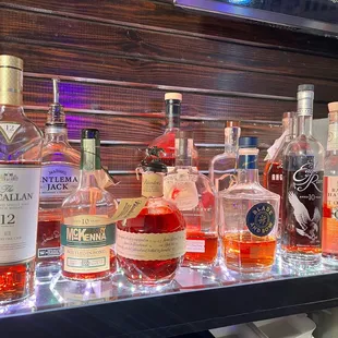 a variety of liquors