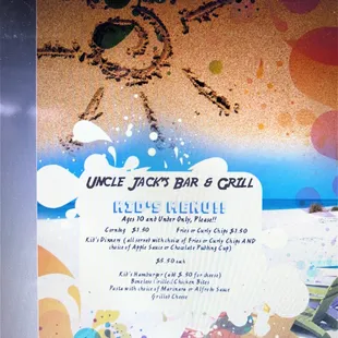 Uncle Jack's kids menu