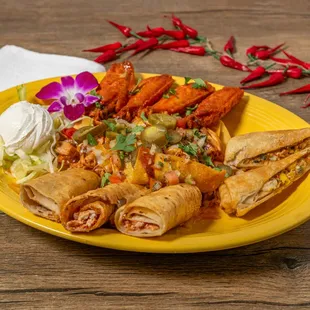 a plate of mexican food