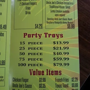menu