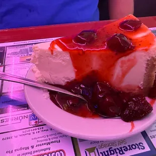 New York Cheesecake EXCELLENT! We asked to add strawberries &amp; strawberry sauce