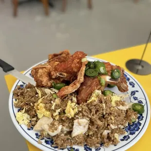 Spicy Pork Chops Lunch w/ chicken fried rice