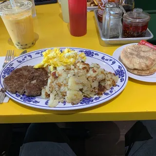 2 Eggs with Burger Patty