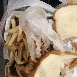 a sandwich and french fries