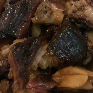 a close up of a meat dish