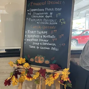 a menu for thanksgiving specials