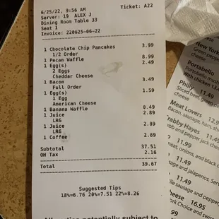 Receipt for 3
