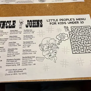 Kid&apos;s menu.