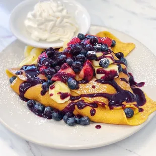 Fresh fruit crepes.