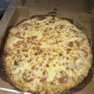 Pepperoni pizza with extra cheese