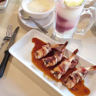 Habanero bacon wrapped shrimp,  queso and a swirl. Delicious!