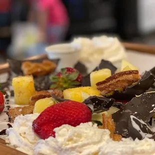 a dessert with strawberries and chocolate