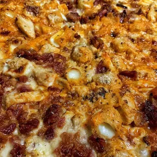 a closeup of a pizza