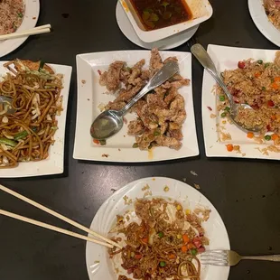 a table full of asian food