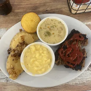 Meatloaf, Mac and cheese, turkey chili, and pierogis were all