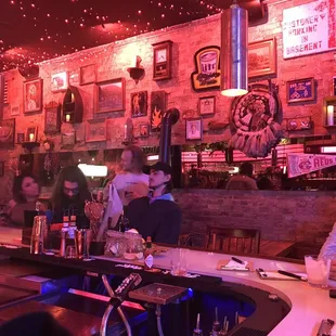Busy bar with exemplary service.