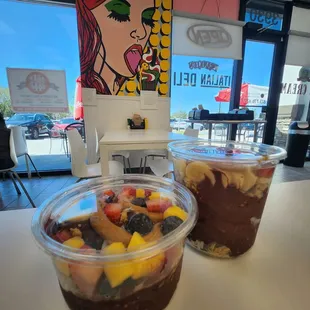 Acai bowl and seating area