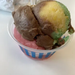 Spumoni and cotton candy gelato.