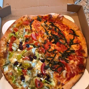 Spicy Mediterranean and Margarita pizza