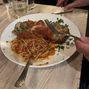 Veal with pasta