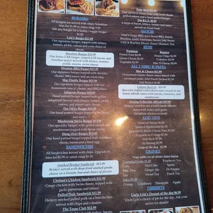 New items added ....menu current as of October 25th 2022.  I couldn't get rid of the light reflection 100% so I kept it off the print