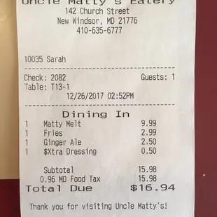 the receipt