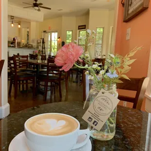 Cappuccino next to the window!