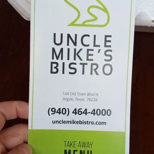 Take out Menu