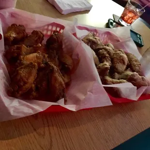 a basket of chicken wings