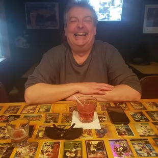 Wadie enjoying his cocktail and conversation with his lovely bartender :)