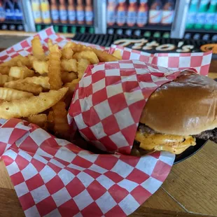 Smash burger with fries