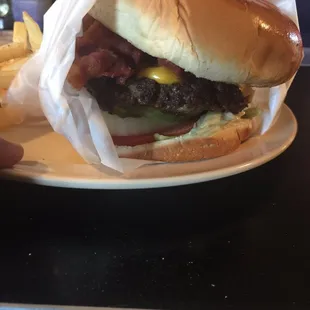 a burger and french fries