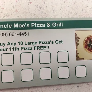 You gotta love a place with a pizza stamp card