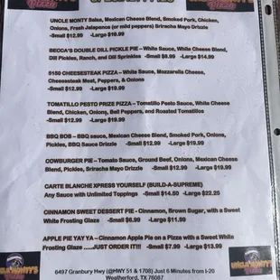 a menu on a wooden table