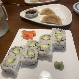 California Roll, Pot Stickers, Summer Roll