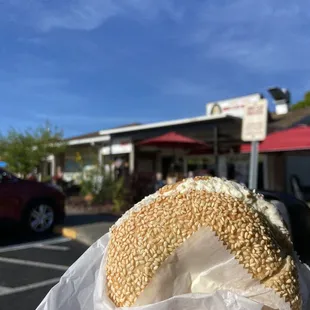 Sesame with plain cream cheese