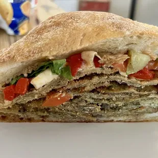 Mickey D - vegetarian!  Breaded eggplant, peppers, mozzarella. Yum!