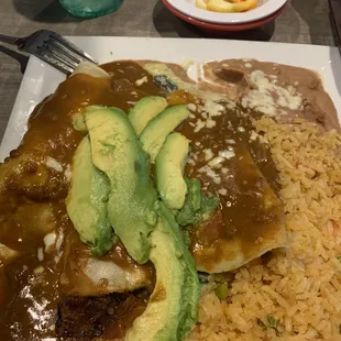 Vegetarian enchiladas with "red" sauce