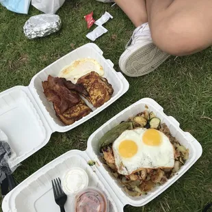 Chicken Skillet Breakfast and French Toast Breakfast