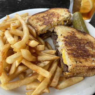 Angus Patty Melt on Rye Sandwich
