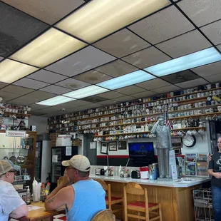 Uncle Pete&apos;s has 15000 cups hanging on the walls here.