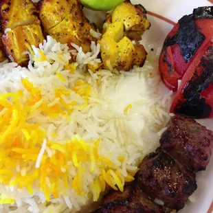 Beef and chicken kabob