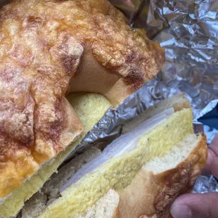 Turkey egg and cheese sandwich