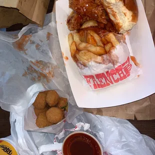 fried chicken sandwich and fries