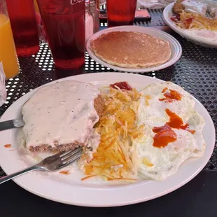 Country fried steak is amazing my egg were cooked exactly how I like them. Our server was so nice in general the ambience was so chill.