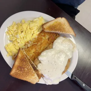 Chickenfried steak w/ eggs