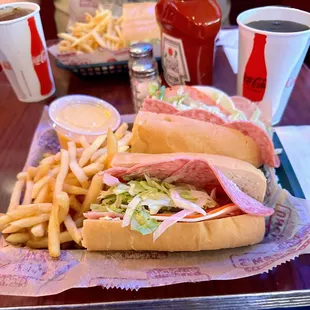 Special-Italian submarine sandwich and fries with cheese