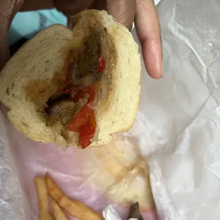 Sandwich with little to no toppings (Vegetarian Combo Sub)